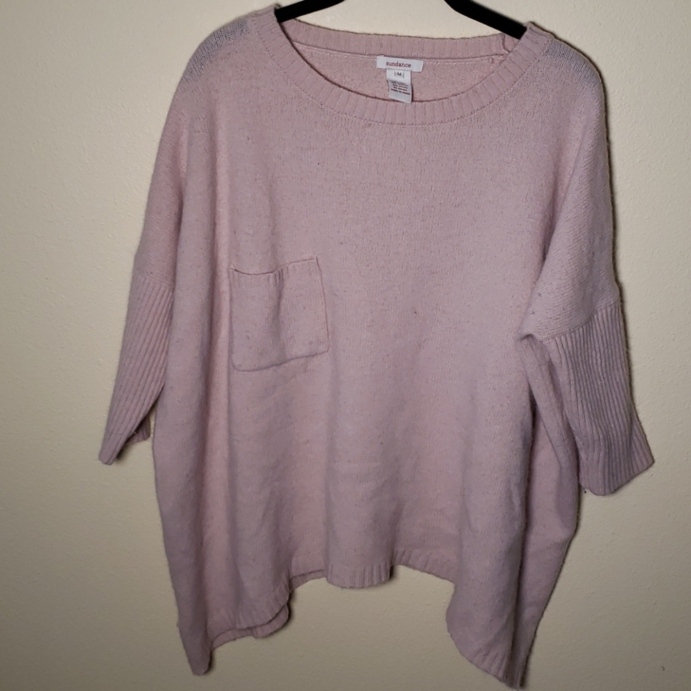 Sundance Blush Oversized Wool Sweater 3/4 sleeve
